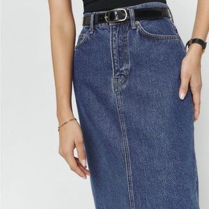 REFORMATION Jayde High Rise Denim Midi Skirt